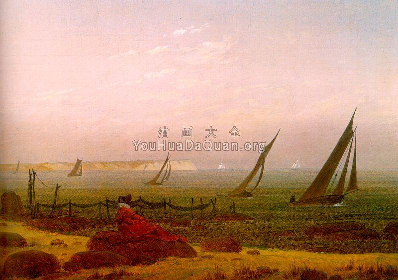 Woman on the Beach of Rugen - 卡斯帕尔·大卫·弗里德里希